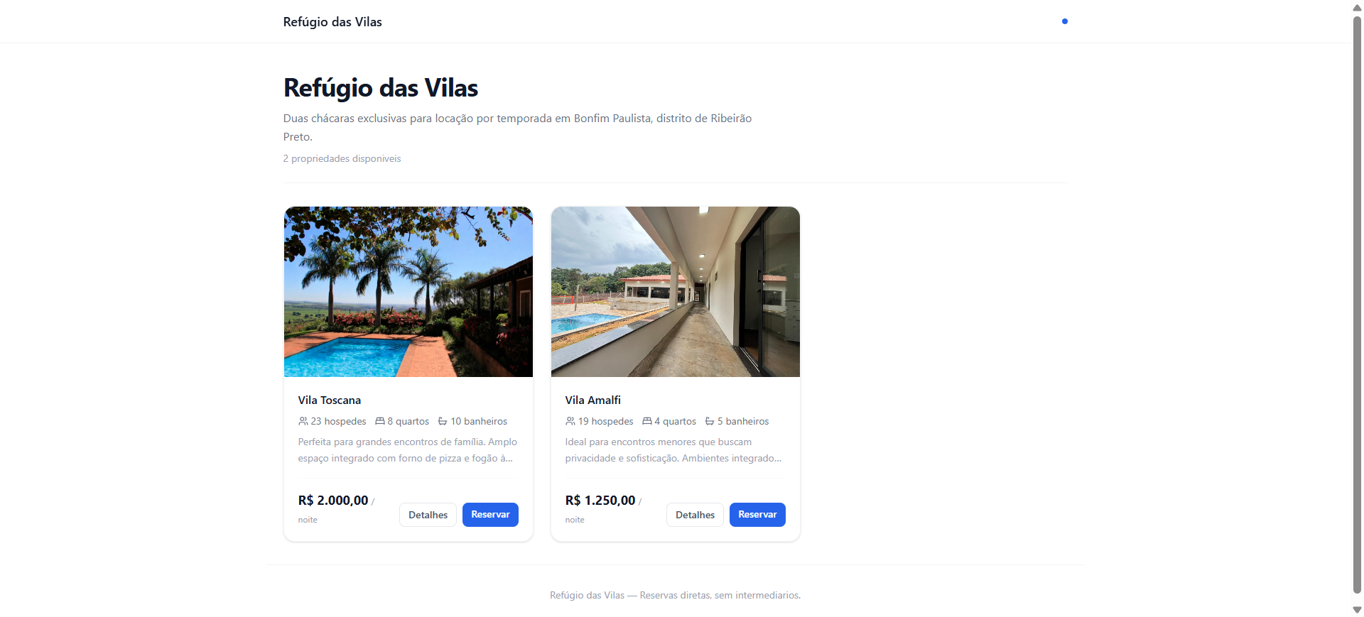 Seu site de reservas profissional